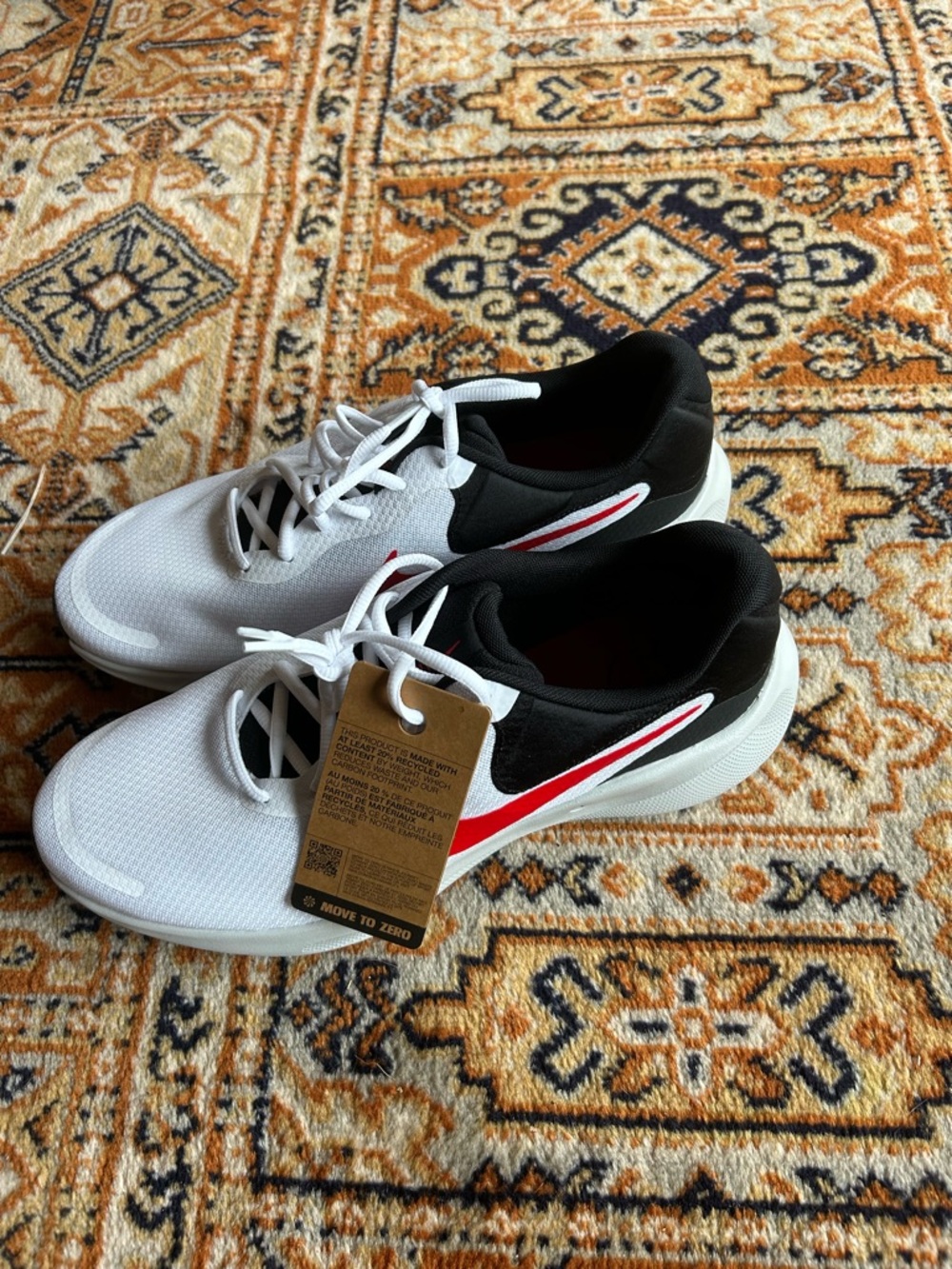 Nike Men’s White Black Sneakers with Red Swoosh